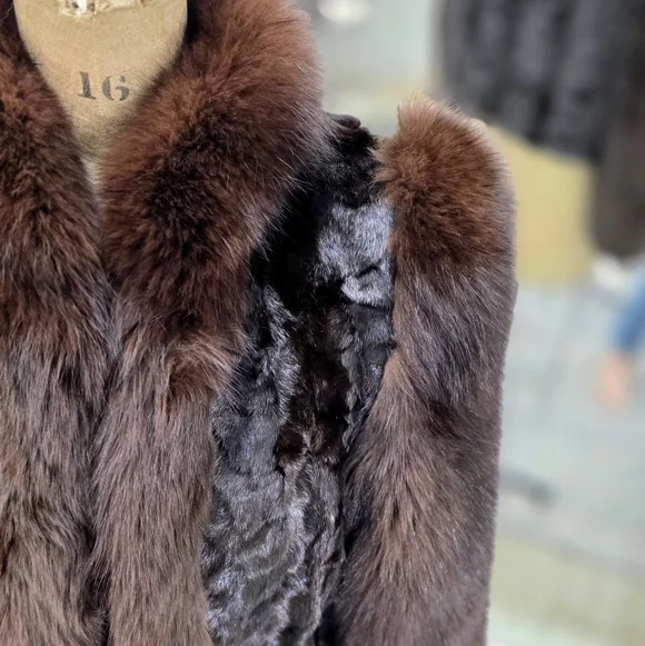 Mahogany Fox Fur Crop Coat - Picture 4 of 11
